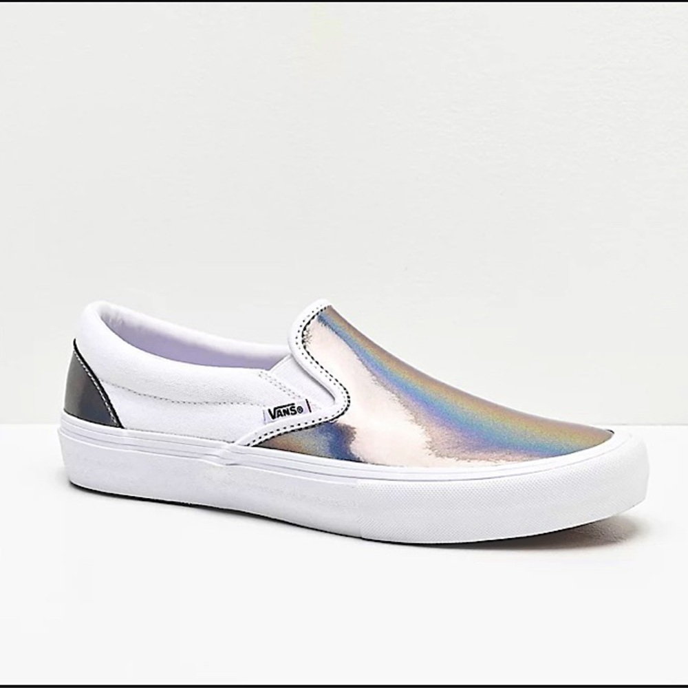 Vans Slip-On Pro Iridescent Silver Skate Shoes